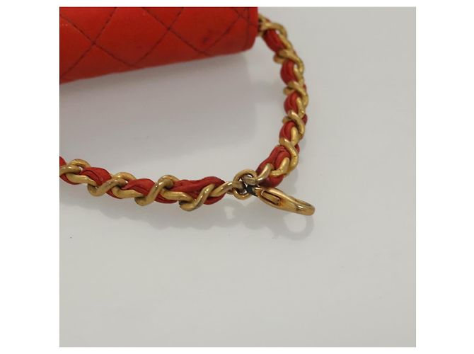 CHANEL Mini Mini Matelassé Charm Pelle di Agnello Arancione CC Auth BD1634 - vista 7