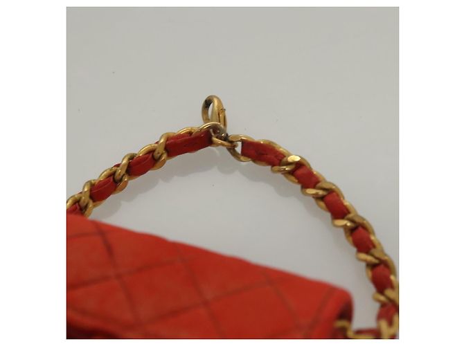 CHANEL Mini Mini Matelassé Charm Pelle di Agnello Arancione CC Auth BD1634 - vista 8