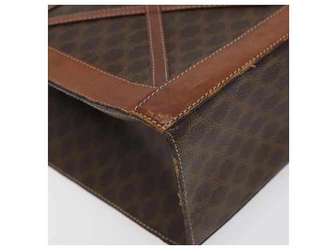 Céline Borsa a Spalla in Tela Macadam CELINE in Pelle PVC Marrone Oro Auth 117240 D'oro - vista 14
