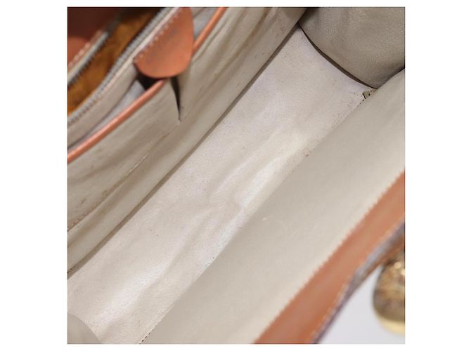 Céline Borsa a Spalla in Tela Macadam CELINE in Pelle PVC Marrone Oro Auth 117240 D'oro - vista 18