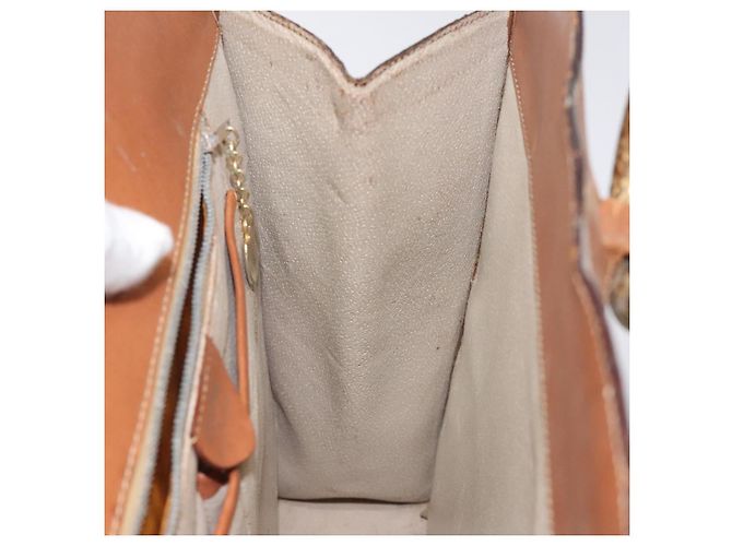 Céline Borsa a Spalla in Tela Macadam CELINE in Pelle PVC Marrone Oro Auth 117240 D'oro - vista 19