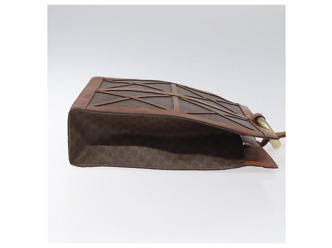 Céline Borsa a Spalla in Tela Macadam CELINE in Pelle PVC Marrone Oro Auth 117240 D'oro - vista 4