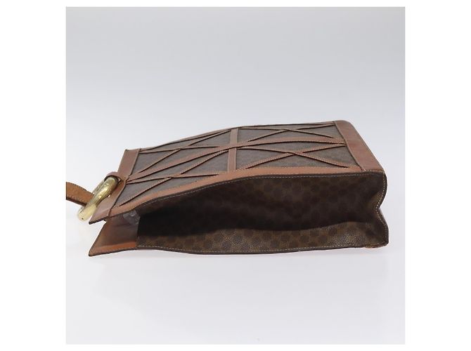 Céline Borsa a Spalla in Tela Macadam CELINE in Pelle PVC Marrone Oro Auth 117240 D'oro - vista 5