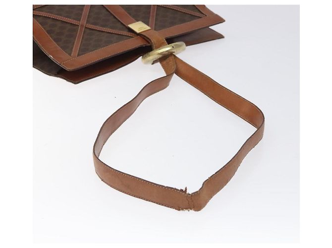 Céline Borsa a Spalla in Tela Macadam CELINE in Pelle PVC Marrone Oro Auth 117240 D'oro - vista 7