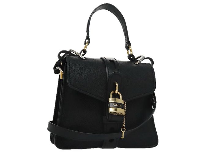 Chloé Borsa Chloe Small Day Abbey in pelle 2way nera Auth yk16365AV Nero - vista 14