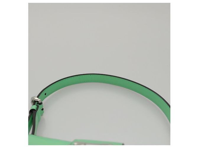 Borsa a Spalla Gancini in Pelle Verde Argento Salvatore Ferragamo Auth 107228AV - vista 17