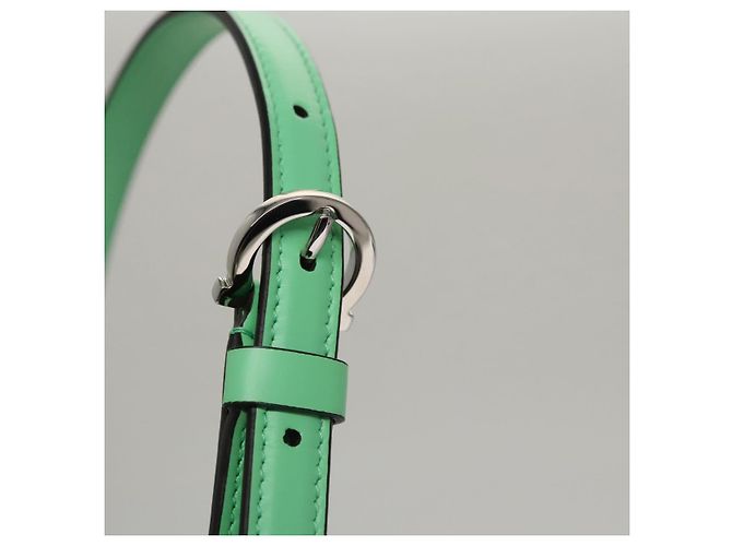 Borsa a Spalla Gancini in Pelle Verde Argento Salvatore Ferragamo Auth 107228AV - vista 23