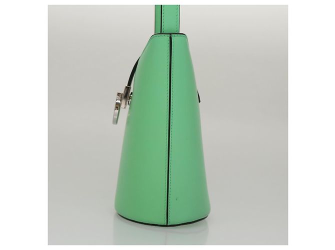 Borsa a Spalla Gancini in Pelle Verde Argento Salvatore Ferragamo Auth 107228AV - vista 4