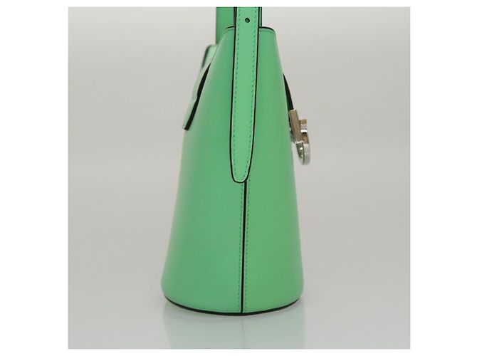 Borsa a Spalla Gancini in Pelle Verde Argento Salvatore Ferragamo Auth 107228AV - vista 6