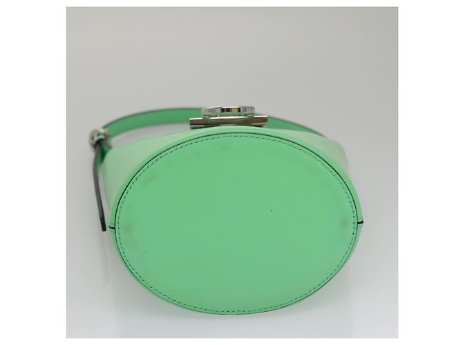 Borsa a Spalla Gancini in Pelle Verde Argento Salvatore Ferragamo Auth 107228AV - vista 7