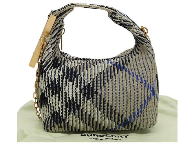 Borsa a mano mini Peg Duffle con catena Burberry grigia Auth 107507SV Marrone - vista 12