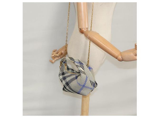 Borsa a mano mini Peg Duffle con catena Burberry grigia Auth 107507SV Marrone - vista 27
