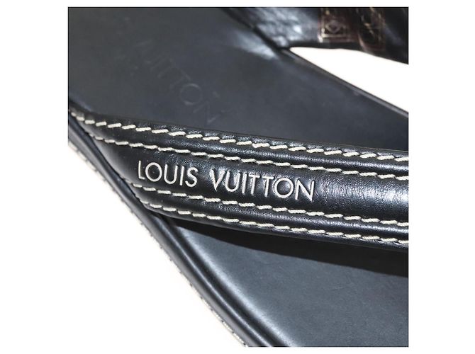 Sandali in pelle neri LOUIS VUITTON LV Auth bs25039 Nero - vista 13