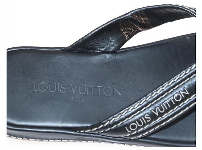 Sandali in pelle neri LOUIS VUITTON LV Auth bs25039 Nero - vista 15