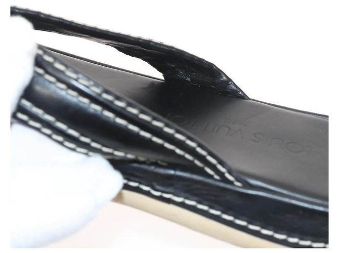 Sandali in pelle neri LOUIS VUITTON LV Auth bs25039 Nero - vista 16