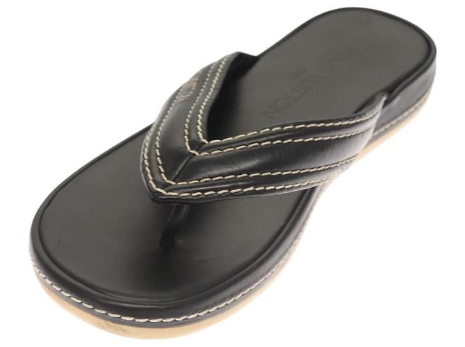 Sandali in pelle neri LOUIS VUITTON LV Auth bs25039 Nero - vista 2