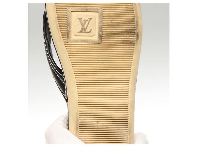 Sandali in pelle neri LOUIS VUITTON LV Auth bs25039 Nero - vista 26