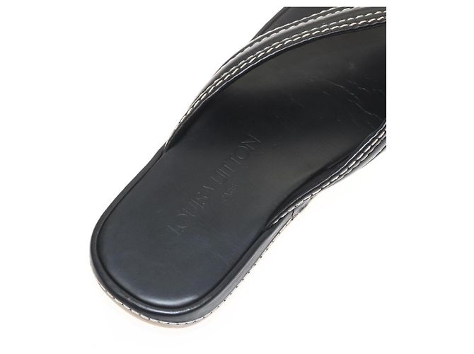 Sandali in pelle neri LOUIS VUITTON LV Auth bs25039 Nero - vista 30