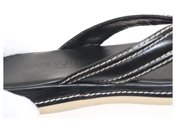 Sandali in pelle neri LOUIS VUITTON LV Auth bs25039 Nero - vista 31