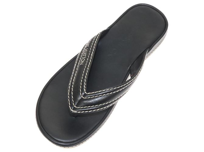 Sandali in pelle neri LOUIS VUITTON LV Auth bs25039 Nero - vista 6