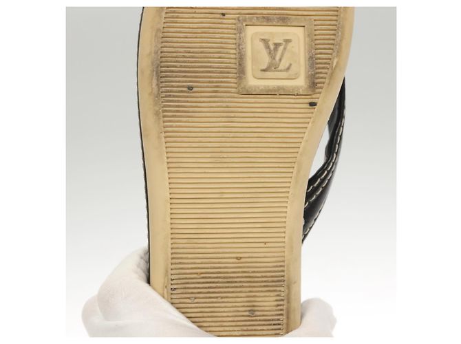 Sandali in pelle neri LOUIS VUITTON LV Auth bs25039 Nero - vista 9