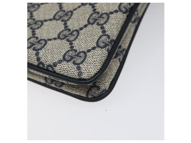 Bolsa de Ombro Gucci GG Supreme Sherry Line PVC Marinho Ouro 96 02 035 Auth MY260 Dourado Azul marinho - vista 10