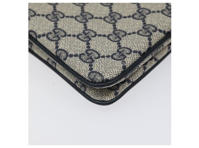 Bolsa de Ombro Gucci GG Supreme Sherry Line PVC Marinho Ouro 96 02 035 Auth MY260 Dourado Azul marinho - vista 11