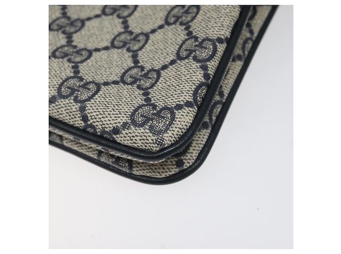 Bolsa de Ombro Gucci GG Supreme Sherry Line PVC Marinho Ouro 96 02 035 Auth MY260 Dourado Azul marinho - vista 12