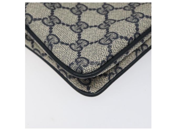 Bolsa de Ombro Gucci GG Supreme Sherry Line PVC Marinho Ouro 96 02 035 Auth MY260 Dourado Azul marinho - vista 13