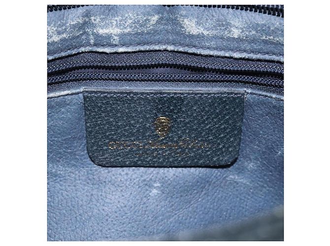 Bolsa de Ombro Gucci GG Supreme Sherry Line PVC Marinho Ouro 96 02 035 Auth MY260 Dourado Azul marinho - vista 16