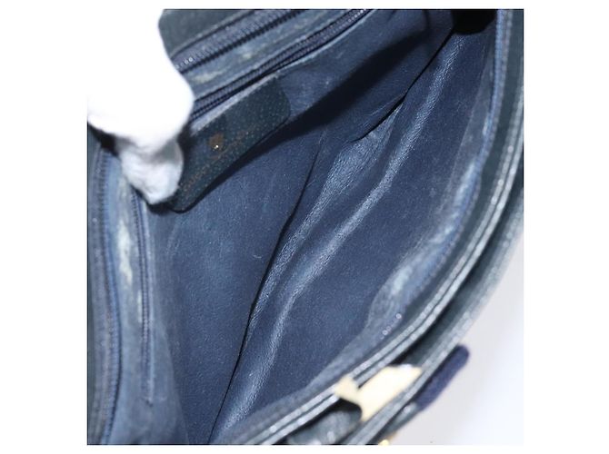 Bolsa de Ombro Gucci GG Supreme Sherry Line PVC Marinho Ouro 96 02 035 Auth MY260 Dourado Azul marinho - vista 17