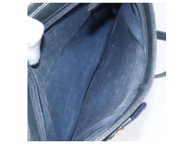 Bolsa de Ombro Gucci GG Supreme Sherry Line PVC Marinho Ouro 96 02 035 Auth MY260 Dourado Azul marinho - vista 21