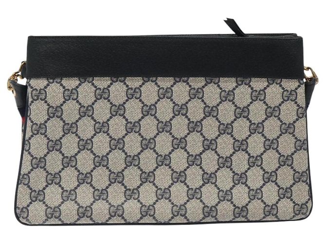 Bolsa de Ombro Gucci GG Supreme Sherry Line PVC Marinho Ouro 96 02 035 Auth MY260 Dourado Azul marinho - vista 3