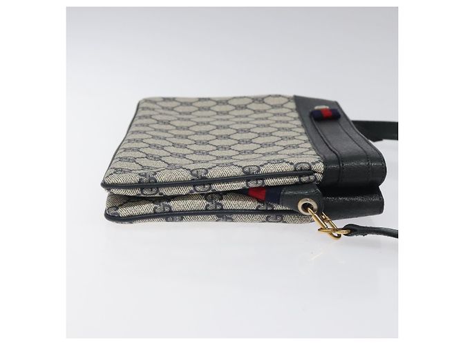 Bolsa de Ombro Gucci GG Supreme Sherry Line PVC Marinho Ouro 96 02 035 Auth MY260 Dourado Azul marinho - vista 4