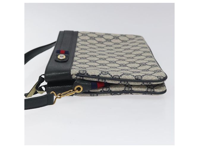Bolsa de Ombro Gucci GG Supreme Sherry Line PVC Marinho Ouro 96 02 035 Auth MY260 Dourado Azul marinho - vista 5