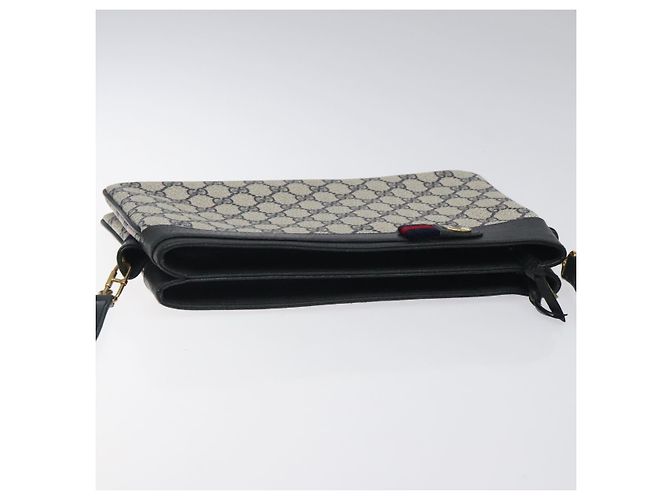 Bolsa de Ombro Gucci GG Supreme Sherry Line PVC Marinho Ouro 96 02 035 Auth MY260 Dourado Azul marinho - vista 6