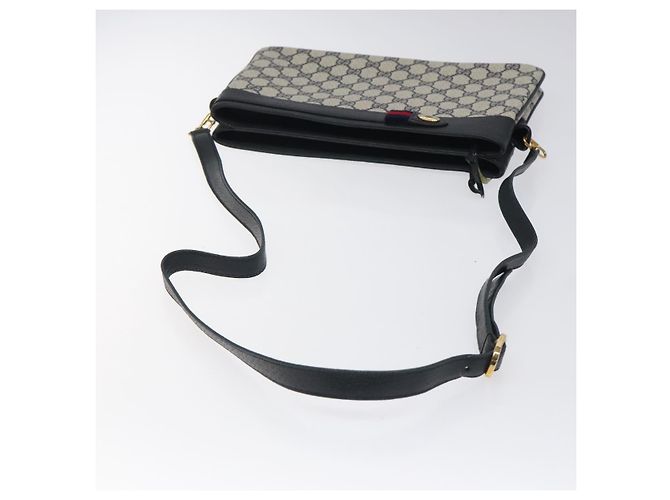 Bolsa de Ombro Gucci GG Supreme Sherry Line PVC Marinho Ouro 96 02 035 Auth MY260 Dourado Azul marinho - vista 7