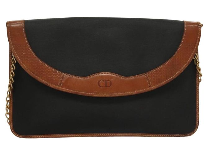Borsa a spalla in pelle Christian Dior nera e oro Auth bs27816 Nero D'oro - vista 13