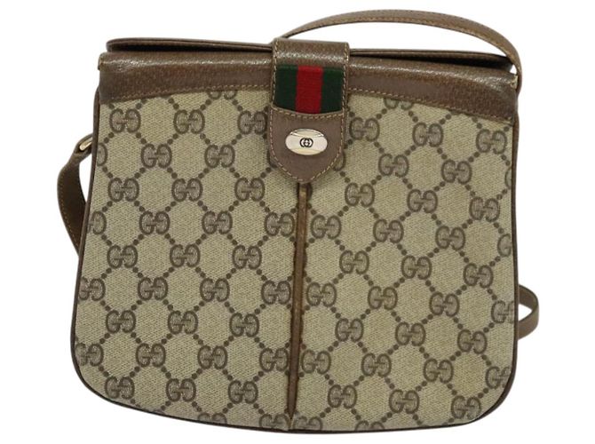 Bolso de Hombro GUCCI GG Supreme Web Sherry Line PVC Beige Oro Rojo Auth ep9566 Roja Dorado - vista 13