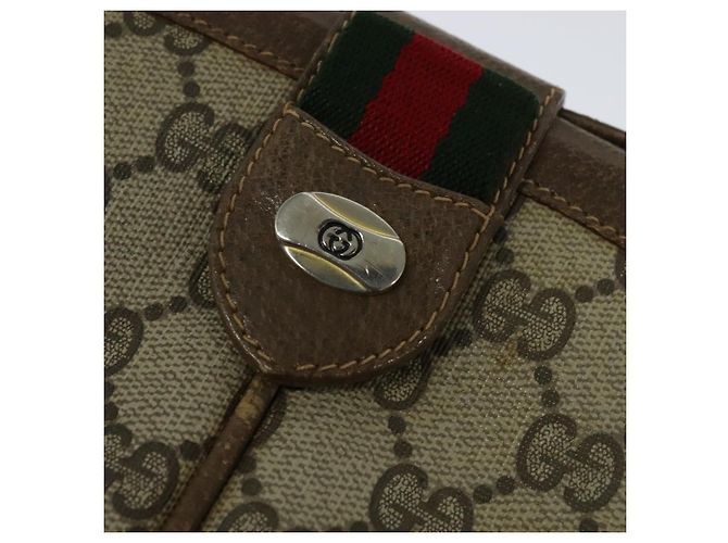 Bolso de Hombro GUCCI GG Supreme Web Sherry Line PVC Beige Oro Rojo Auth ep9566 Roja Dorado - vista 17