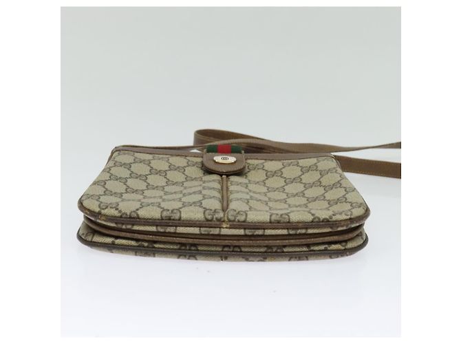 Bolso de Hombro GUCCI GG Supreme Web Sherry Line PVC Beige Oro Rojo Auth ep9566 Roja Dorado - vista 5