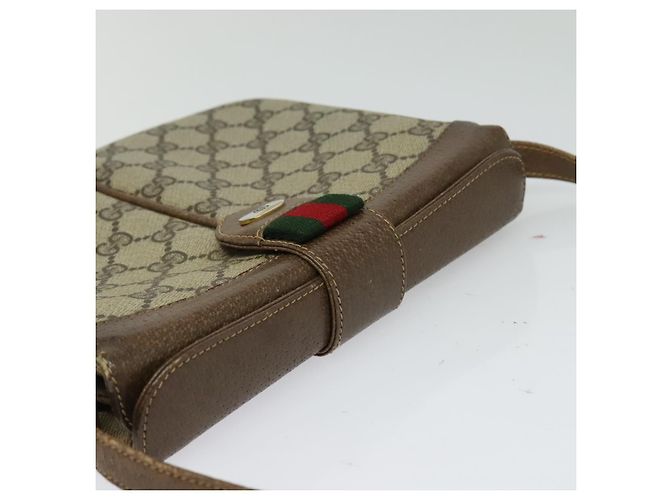 Bolso de Hombro GUCCI GG Supreme Web Sherry Line PVC Beige Oro Rojo Auth ep9566 Roja Dorado - vista 6