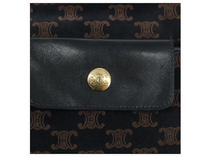 Céline CELINE Macadam Canvas Shoulder Bag Suede Leather Navy Auth mr965 Navy blue - view 14