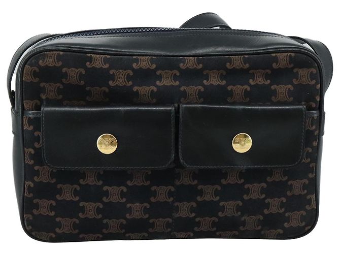 Céline CELINE Macadam Canvas Shoulder Bag Suede Leather Navy Auth mr965 Navy blue - view 2
