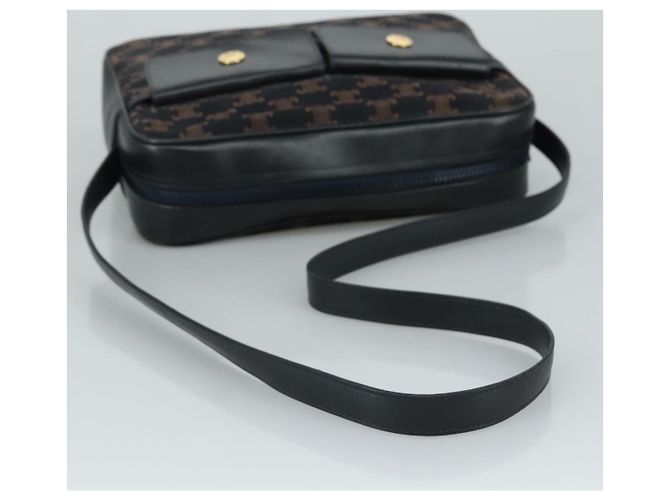 Céline CELINE Macadam Canvas Shoulder Bag Suede Leather Navy Auth mr965 Navy blue - view 7
