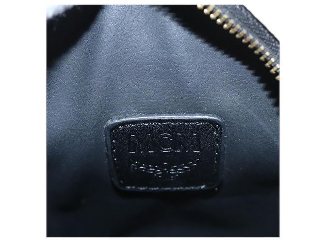 MCM Vicetos Logogram Backpack PVC Leather White Navy gold Auth BA110 Golden Navy blue - view 19