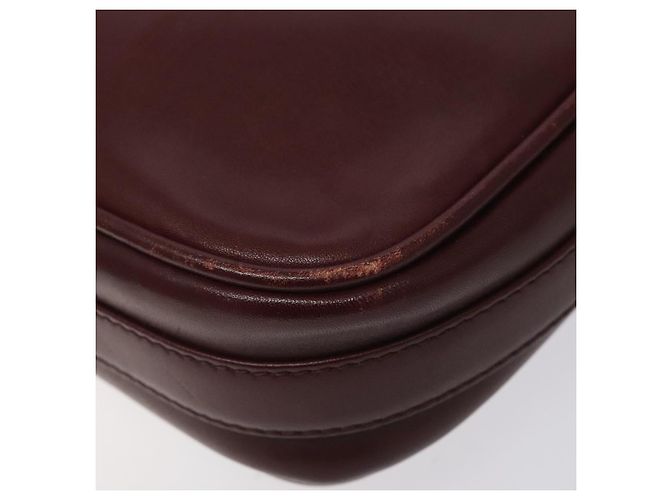 CARTIER Must Line Borsa a Spalla in Pelle Rosso Vino Oro Auth BA1020 D'oro Bordò - vista 10