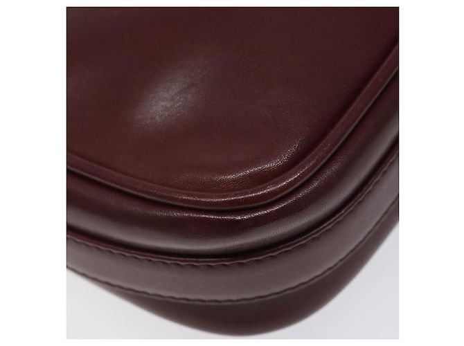 CARTIER Must Line Borsa a Spalla in Pelle Rosso Vino Oro Auth BA1020 D'oro Bordò - vista 13