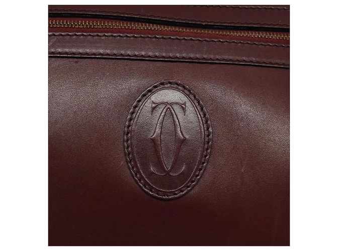 CARTIER Must Line Borsa a Spalla in Pelle Rosso Vino Oro Auth BA1020 D'oro Bordò - vista 14