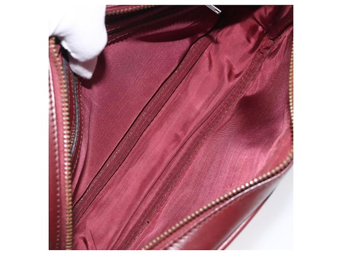 CARTIER Must Line Borsa a Spalla in Pelle Rosso Vino Oro Auth BA1020 D'oro Bordò - vista 16